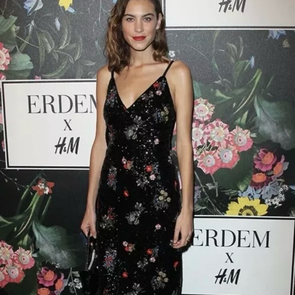 Erdem x H&M Runway Sequined Dress 4 Black - Picture 1 of 16